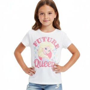 Justice Girls Tee 10 White Disney Frozen Elsa‎ "Future Queen" Graphic Character
